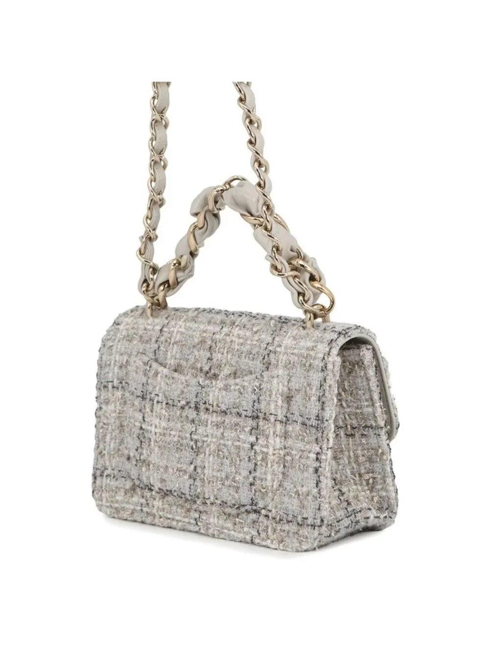 Chanel Chain Shoulder Bag CC Logo Quilted Single Flap Tweed